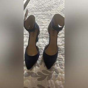 Navy blue suede 4” thick heels